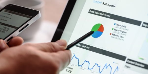 Close up image of Google Analytics on tablet